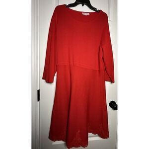 Nanette Nanette Lepore Womens 3/4 Sleeve Fit & Flare Sweater Dress Crew Neck XL